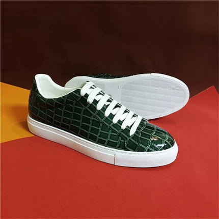 Men's High Quality Flats Cow Leather Sneakers Flat Round Toe Laces Black Daily Board Casual Shoes Luxury Business Footwear