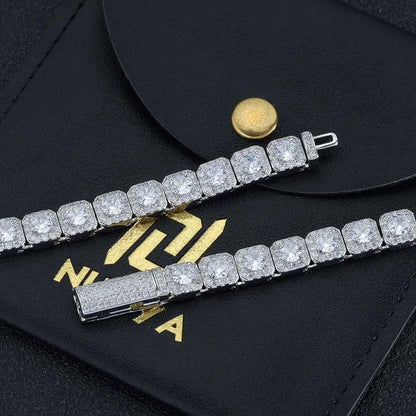 7MM 5A zircone Cluster Tennis Chain Iced Out Square Sparkling CZ Link collana regalo di anniversario per lui o per lei gioielli Hip Hop