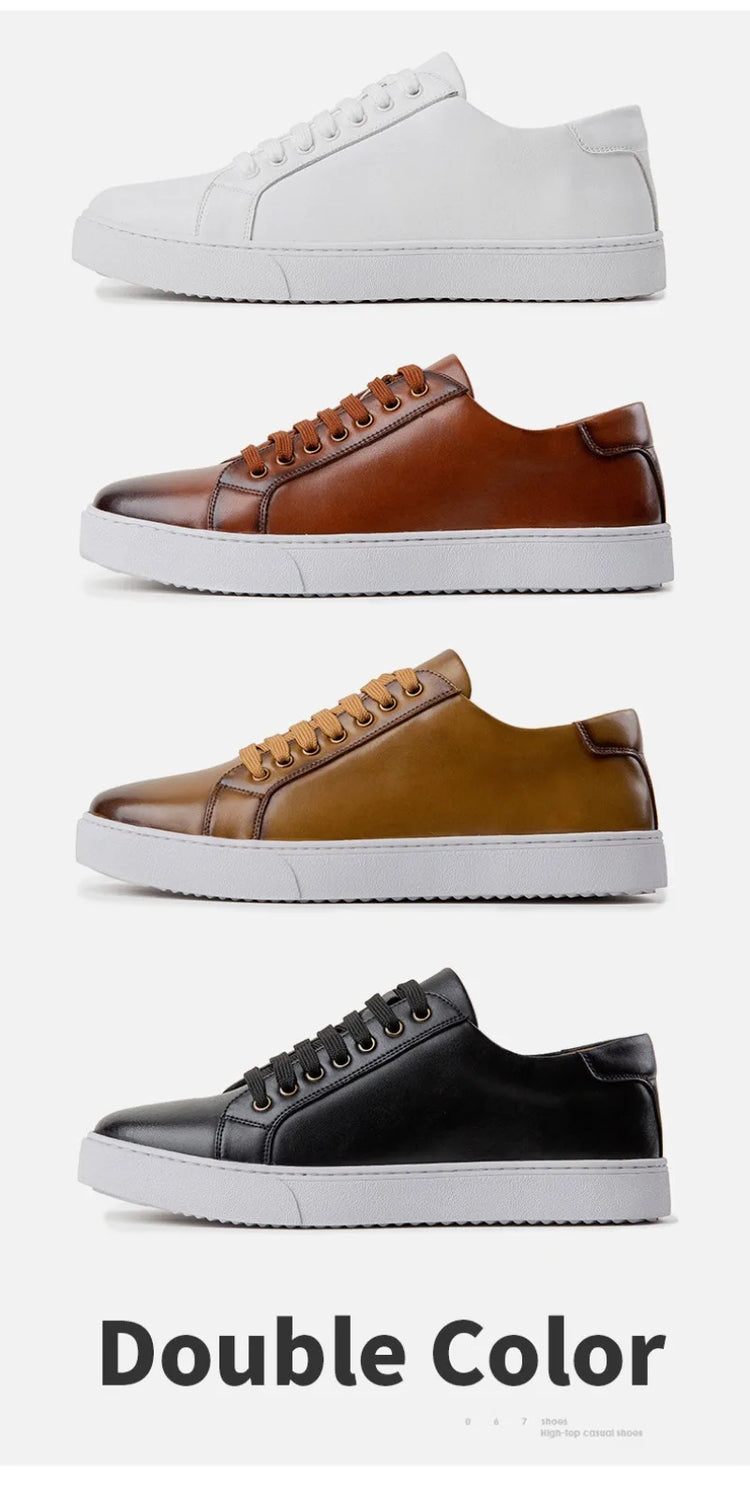 Plus Size 49 Trendy Men Leather Casual Shoes Soft Outdoor Sneakers Comfortable Lightweight Flat Shoes Classic Social Board Shoes