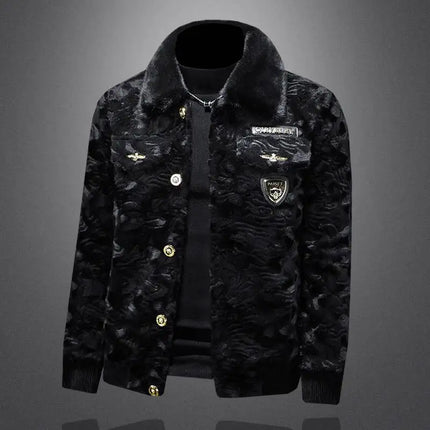 Winter Men Gold Mink Fur Thickened Sheepskin Water-Repellent One-Piece Collar Coat Mens Wool Trench Coat Manteau Homme Hiver