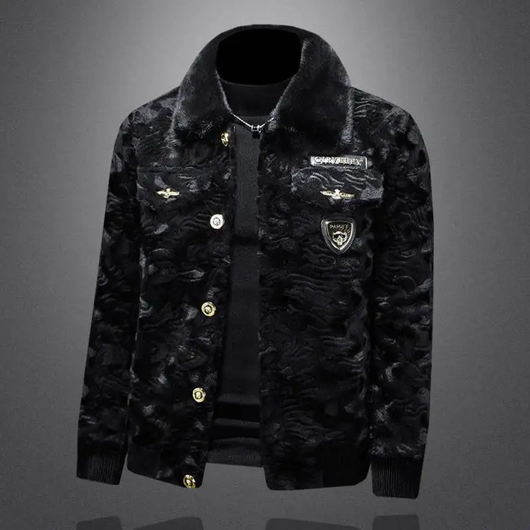 Winter Men Gold Mink Fur Thickened Sheepskin Water-Repellent One-Piece Collar Coat Mens Wool Trench Coat Manteau Homme Hiver