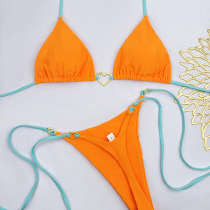 Nuovo costume da donna bikini bianco tinta unita costume da bagno alla moda con lacci a vita bassa set da due pezzi platinumshop