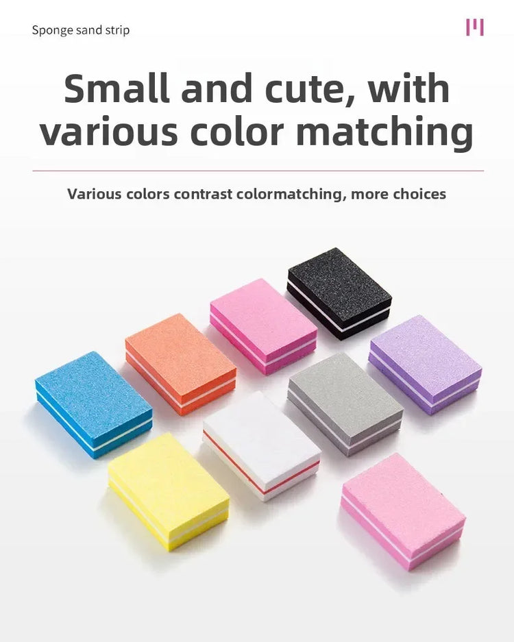 50pcs Lot Two-sided Mini Nail File Blocks Colorful Sponge Nail Buffer Block Nail Polishing Manicure Tools 100/180 Grit Wholesale 2026