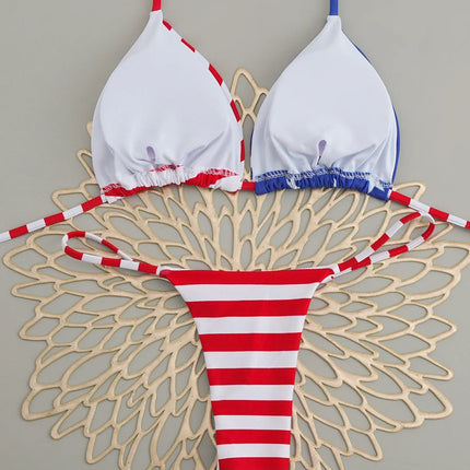 Micro Bikini 2026 Push Up Women's Swimsuit Sexy USA Flag Thong Bikini Set Striped Summer Beachwear