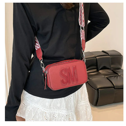 Cross-Border Style Camera Bag Fashionable Retro Women's Shoulder Slant Bag Small Square Bag Street Trend PU Material PlatiNum