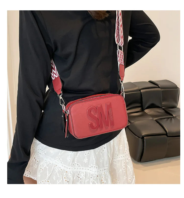 Cross-Border Style Camera Bag Fashionable Retro Women's Shoulder Slant Bag Small Square Bag Street Trend PU Material PlatiNum