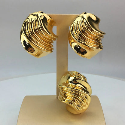 Vendita calda gioielli placcati in oro italiano banchetto per feste di matrimonio da donna grande ciondolo leggero set di gioielli audaci FHK16803