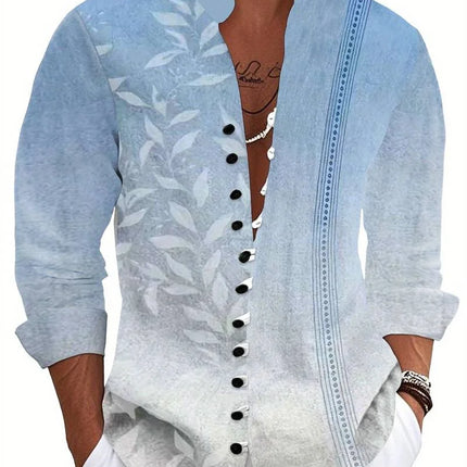 Men's Striped Long Sleeve Shirt Outdoor Street Long Sleeve Printed Apparel Fashion Button Design Street Top