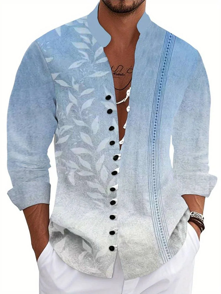 Camicia a maniche lunghe da uomo con motivo a righe Outdoor Street Manica lunga Abbigliamento stampato Top con design a bottoni da strada alla moda