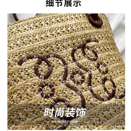 Borsa a tracolla retrò alla moda Borsa da donna Designer di marca di lusso Tote Borsa a tracolla in paglia da donna Borse da spiaggia eleganti da donna