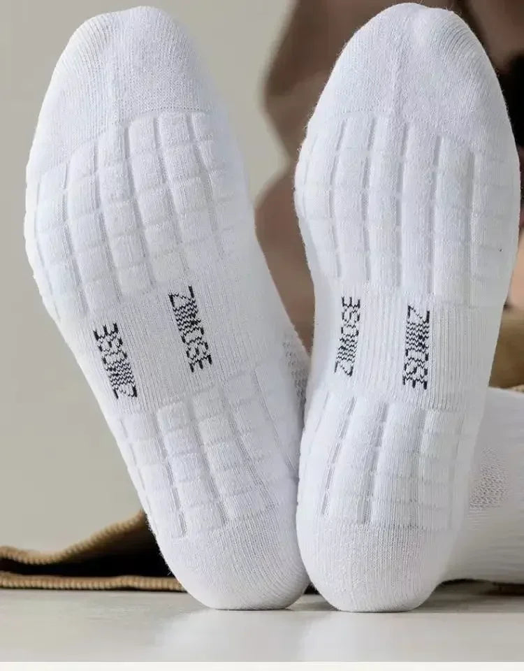 10 paia di calzini HLHYX da uomo in cotone deodorante, con fondo in spugna, a tubo medio, bianchi, i