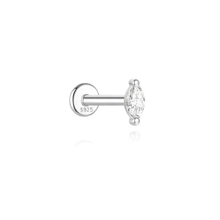 AIDE 1PC Sparkling Moissanite Piercing Stud Earrings 925 Sterling Silver Shining Circle Earring For Women Ear Bone Earring Jewel PlatiNum