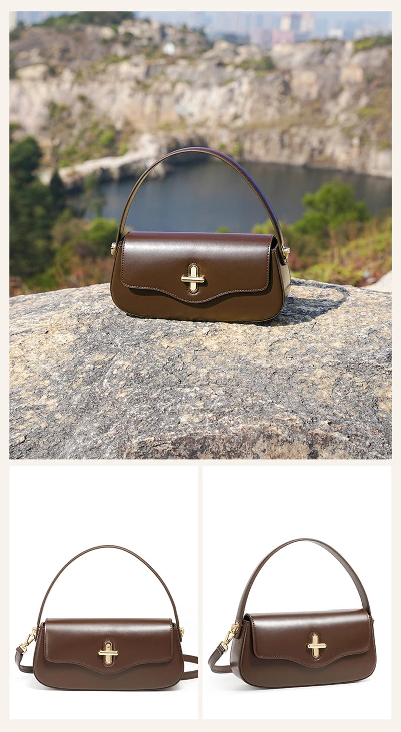 2025 New Genuine Leather Women's Bag Luxury Stick Bag Senior Designer Shoulder Bag Fashion Handbag Commuter