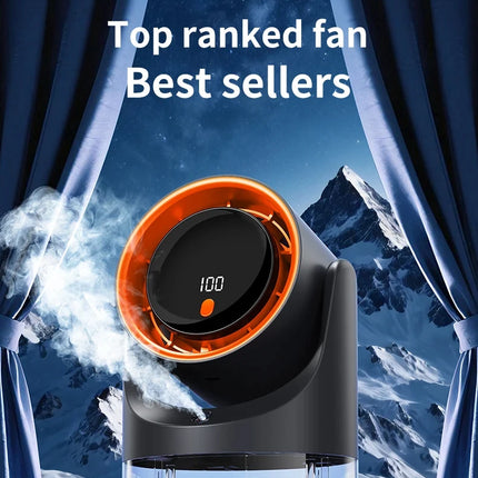 Ventilatore Nebulizzatore con Funzione Umidificatore 360° °   Ventilatore da tavolo regolabile con display LED 100 velocità 16 ° C Ice Fog Batteria da 1800mAh a Lunga Durata