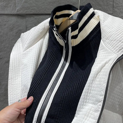 Winter Men Thick Warm White Duck Down Jacket Fashion Stand Collar Spliced Windproof Overcoat Loose Fit Casual Outside Down Coat