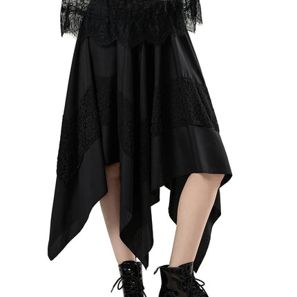 Gonna Steampunk gotica da donna Gonna irregolare in pizzo a contrasto vintage Gonna rinascimentale Costume cosplay