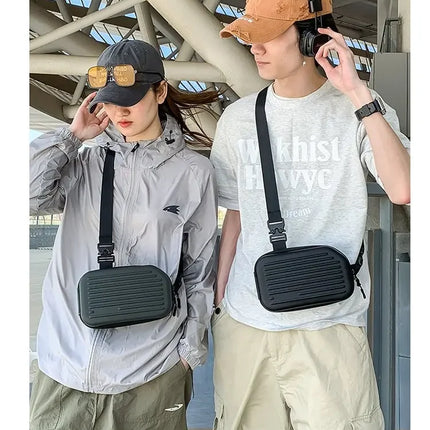 Borsa a tracolla rigida nera, leggera e portatile, per adulti, ideale per il trasporto quotidiano, lo shopping, le brevi camminate all'aperto e l'uso quotidiano.