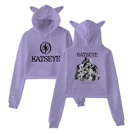 Katseye Tour 2025 Merch Hoodies Sweatshirt for Girls Cat Ear Crop Pullover Casual Clothes Katseye Y2K Girls Fashion Hoodie