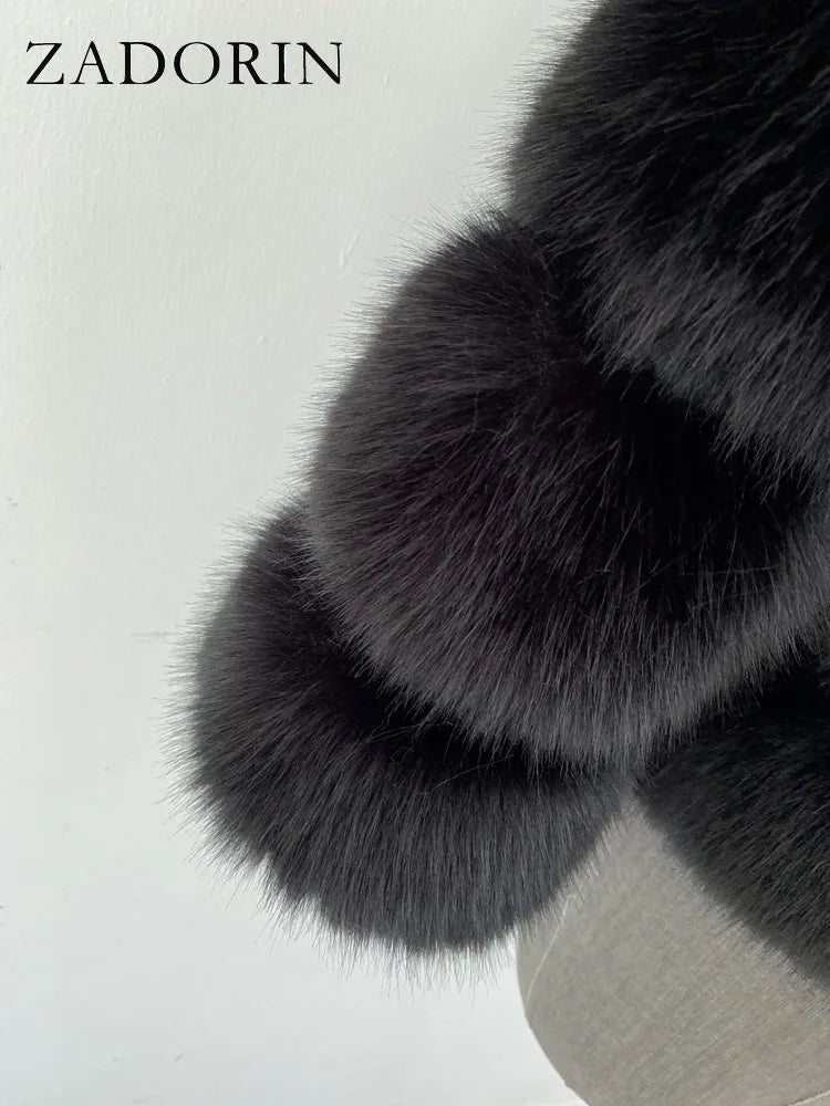 ZADORIN Children Faux Fox Fur Coat Winter Fashion Long Sleeve Warm Kids Fur Coats Outerwears Fake Fur Jacket Children Clothes