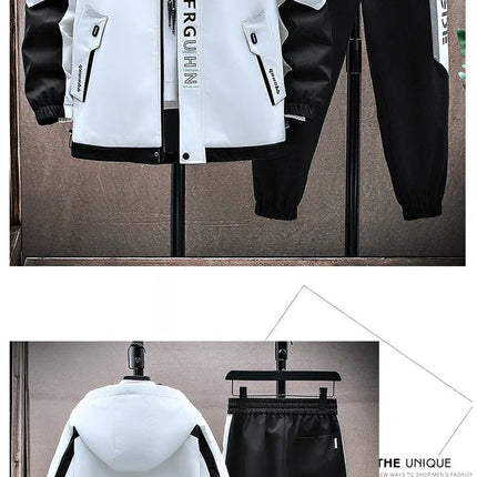 Casual Hooded Jackets And Pants Tracksuit Men's Clothing Sets 2026 Spring Autumn Youth Outdoor Sportswear 2 Pieces Coats Top Set