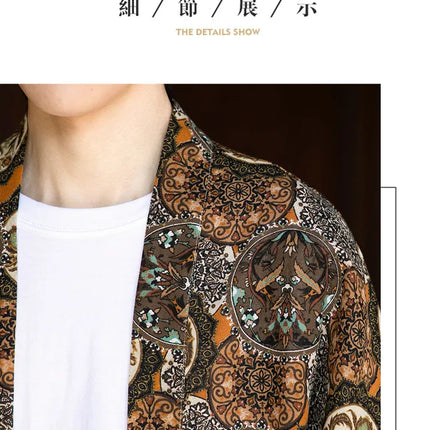 Camicie in Lino Stile Etnico con Stampa Yukata per Uomo e Donna, Abbigliamento Asiatico, Kimono Giapponese Harajuku, Camicie Retrò da Uomo