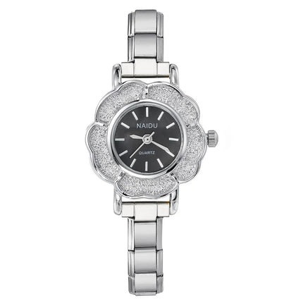 Orologi al quarzo da donna con intarsio floreale in zirconio, design chic di lusso, cinturino in acciaio inossidabile, regalo di compleanno per lei platinumshop