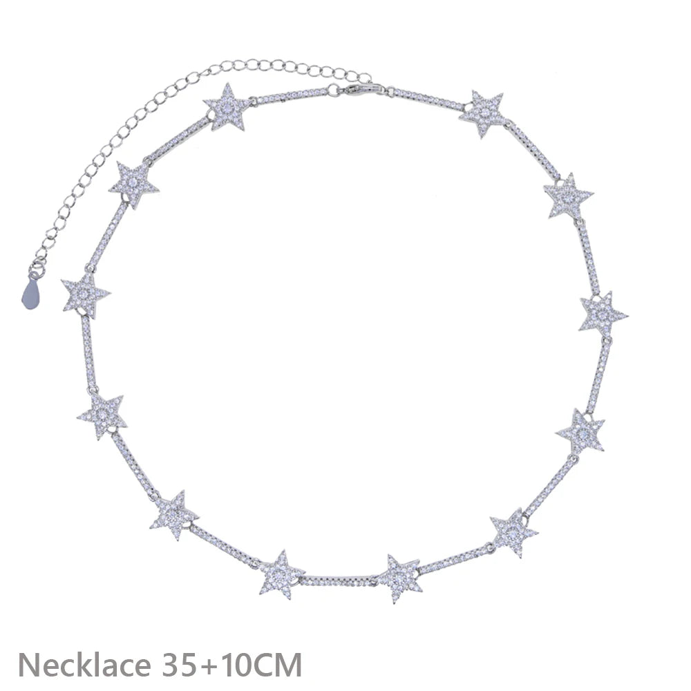 2025 Micro pavimentato 5A Cubic Zirconia CZ Stella geometrica Northstar Fascino Catena da tennis Collana girocollo Gioielli da donna di lusso Regalo