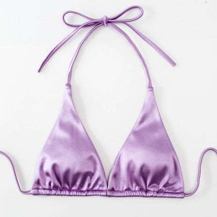 Sexy 13 colori Halter Satin Bikini brasiliano Donna Costumi da bagno Costume da bagno femminile Bikini a due pezzi Bagnante Costume da bagno Swim V4966 platinumshop