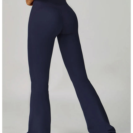 Flared Leggings Women's Wide-leg Pants High Waisted Hip lifting Yoga Pants Quick Drying Running Exercise Fitness Bell bottoms PlatiNum