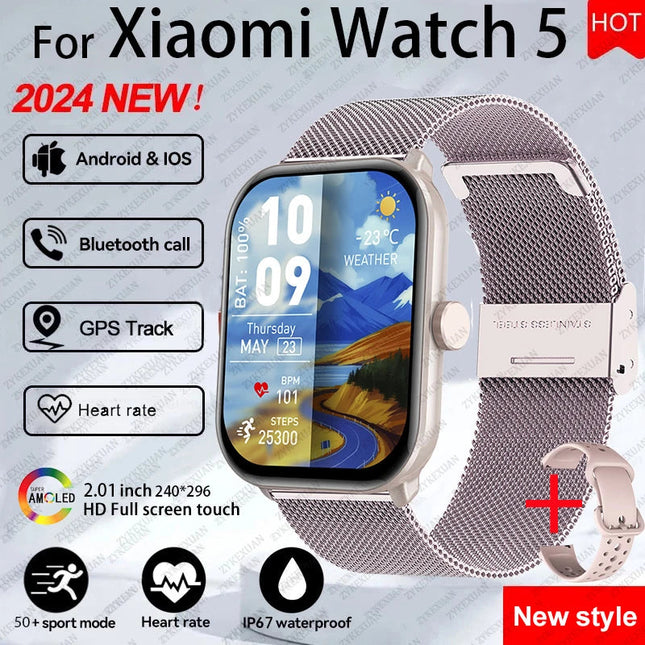 Per Xiaomi Watch 5 Smart Watch da uomo HD AMOLED schermo frequenza cardiaca chiamate Bluetooth localizzazione GPS Smartwatch sportivo impermeabile da donna platinumshop
