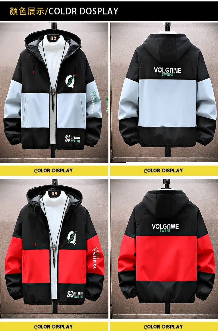 2023 Spring and Autumn New Fashion Hooded Tooling Jacket Men's Casual Loose Comfortable Waterproof High-Quality Large Size Coat