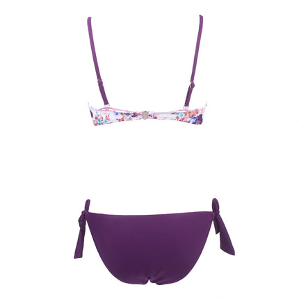 Bikini da donna sexy stile estivo da spiaggia, bikini push up con scollo all'americana, costume da bagno brasiliano floreale PlatiNum