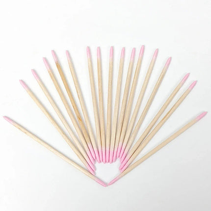 400pcs Pink Double Head Nail Art Cuticle Pusher Remover 7CM Orange Wood Sticks Cotton Swab Clean Tool for Nail Rhinestone Makeup 2028