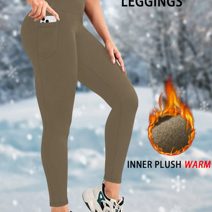 Leggings Termici da Donna con Fodera in Pile, Vita Alta con Tasche, Pantaloni Invernali Caldi e Spessi per Allenamento, Yoga e Corsa