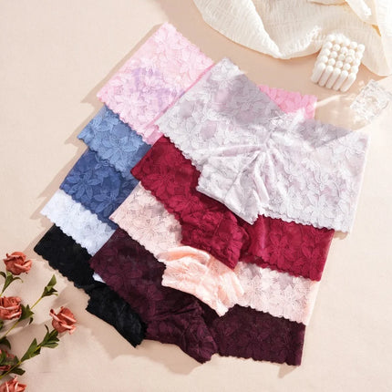 4Pcs/Set Women's Lace Panties Sexy Perspective Underwear Female Hollow Out Comfortable Underpants Low-Waist Breathable Lingerie