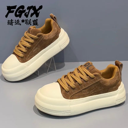 Men's Leather Platform Sneakers Breathable Versatile Men Casual Shoes Comfortable Fashion Male Running Sports Tenis Shoes Hombre