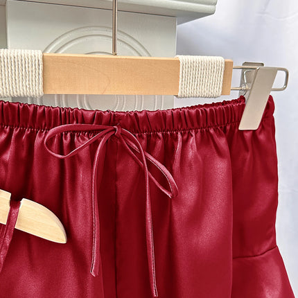 Set da notte in raso da 5 pezzi abito sottoveste in pizzo Cami Top pantaloncini con volant pantaloni da salotto pigiameria da notte da donna