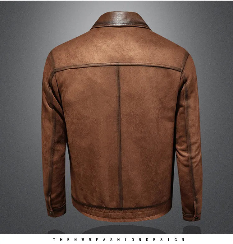Minglu Faux Leather Autumn Winter Men's Jackets Luxury Solid Color Turn Down Collar Zipper Casual Male Coats Man Outerwear 4XL