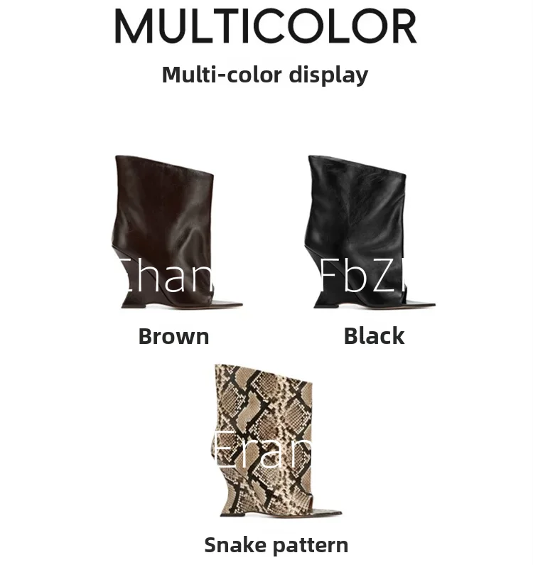 2025Ladies' Spring and Summer New Fish Mouth Slope High Heel Knee Boots, Fashionable Pointed Fashion Show Medium Cool Boots PlatiNum