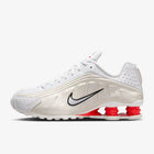 Nike Shox R4 Women's Running Shoes Low-Top Casual Comfort Breathable Wear-Resistant Support White Sail Crimson AR3565-103 PlatiNum