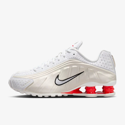 Nike Shox R4 Women's Running Shoes Low-Top Casual Comfort Breathable Wear-Resistant Support White Sail Crimson AR3565-103 PlatiNum