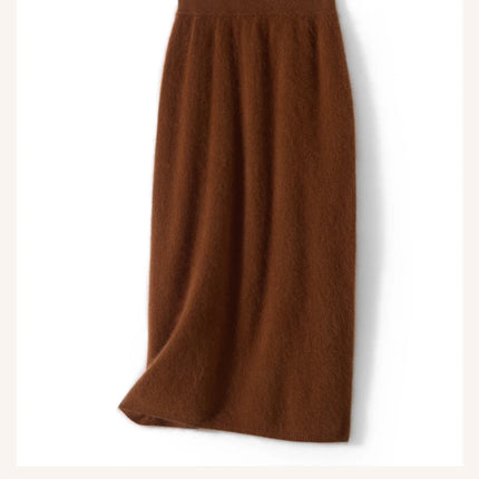 Autumn Winter Knitted Woolen High Waist Slim Fit Half-length Skirt Women's Mid-length Wrap Bodycon Skirt Elegant Commute Style PlatiNum