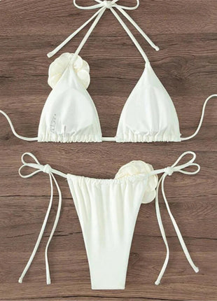 Costume da Bagno Sexy con Fiori e Fascia, Bikini a Perizoma 2025, Costumi da Bagno Donna con Lacci, Set Bikini Brasiliano, Biquini Mujer platinumshop
