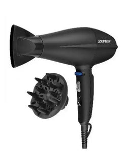 Zephir ZHB2002 Hair Dryer 2200W AC Motor Professional Blow Dryer with Diffuser & Styling Nozzle Black