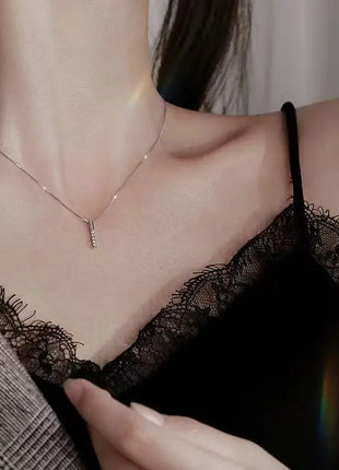 925 Sterling Silver Necklace Personality Charm Geometric Shape Pendant Choker Birthday Party Gift for Women Exquisite Jewelry PlatiNum