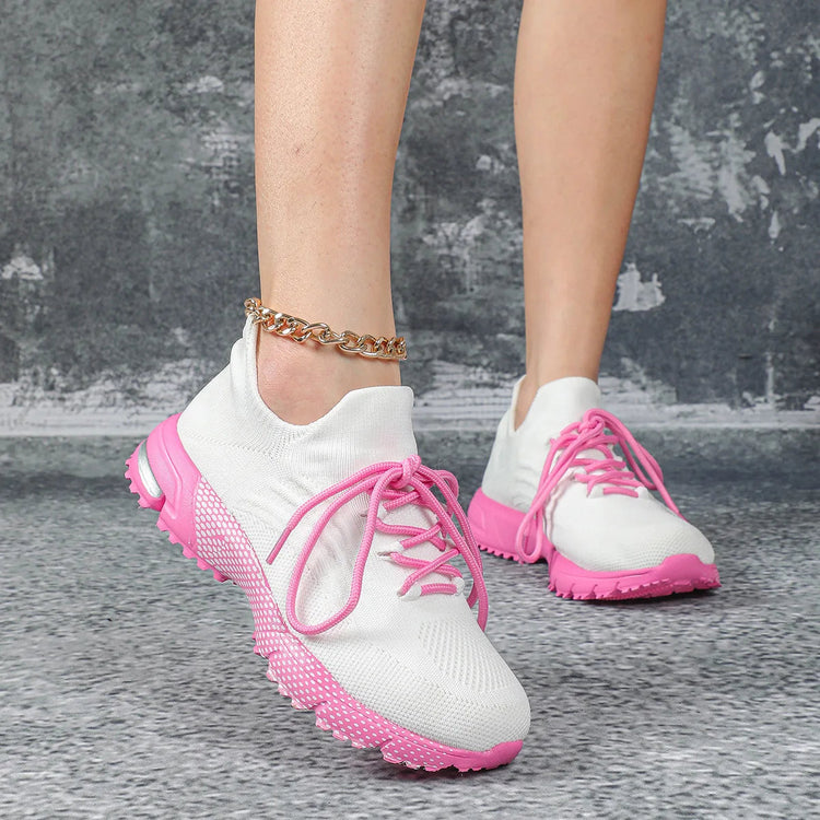 Breathable Socks Shoes Women Lightweight Knitted Casual Sneakers Non-slip Walking Footwear Outdoor Jogging Fitness Sports PlatiNum
