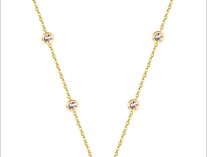LUXUSTEEL Round CZ Pendant Necklace For Women White Colorful Cubic Zirconia Stainless Steel Collar Simple Luxury Wedding Jewelry PlatiNum