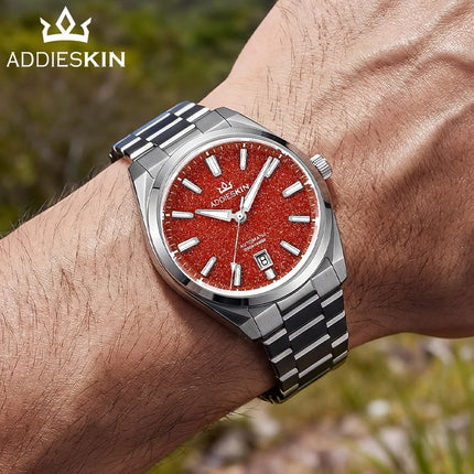 AddiesKIN Men Watch BGW9 Luminous Red Goldstone Dial Sapphire Glass 20Bar Waterproof Japan 9015 K010 Automatic Mechanical Watch