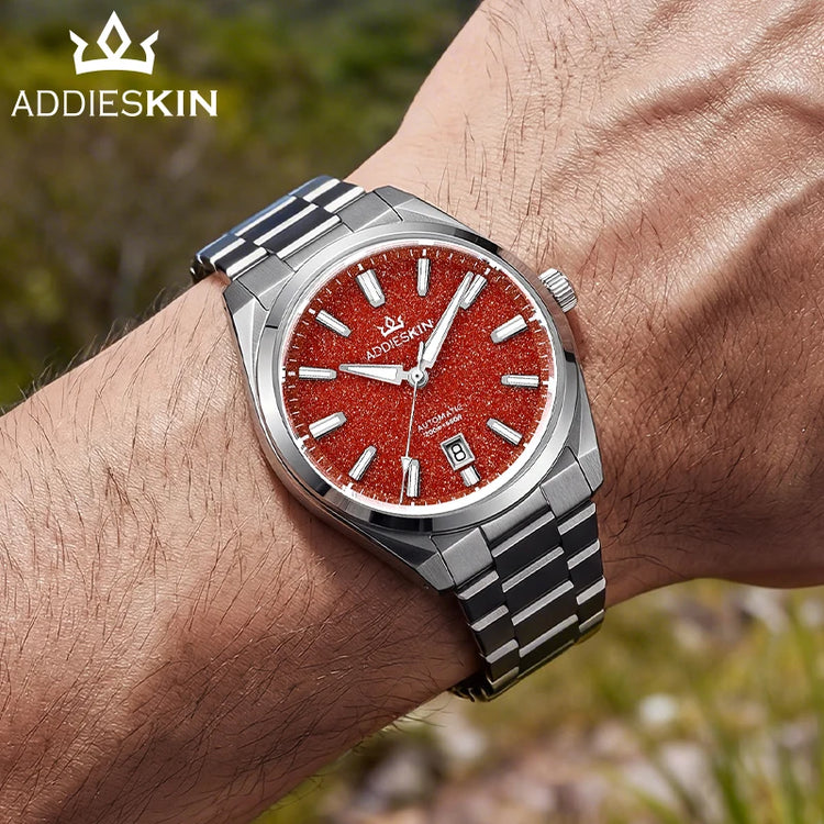 AddiesKIN Men Watch BGW9 Luminous Red Goldstone Dial Sapphire Glass 20Bar Waterproof Japan 9015 K010 Automatic Mechanical Watch