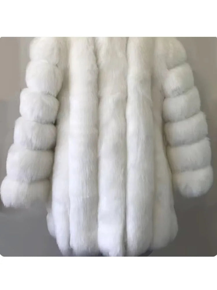 ZADORIN Elegant Turn Down Collar Faux Fox Fur Coat Women Long Thick Warm Fluffy Faux Fur Jacket Winter Fur Coats Manteau Femme